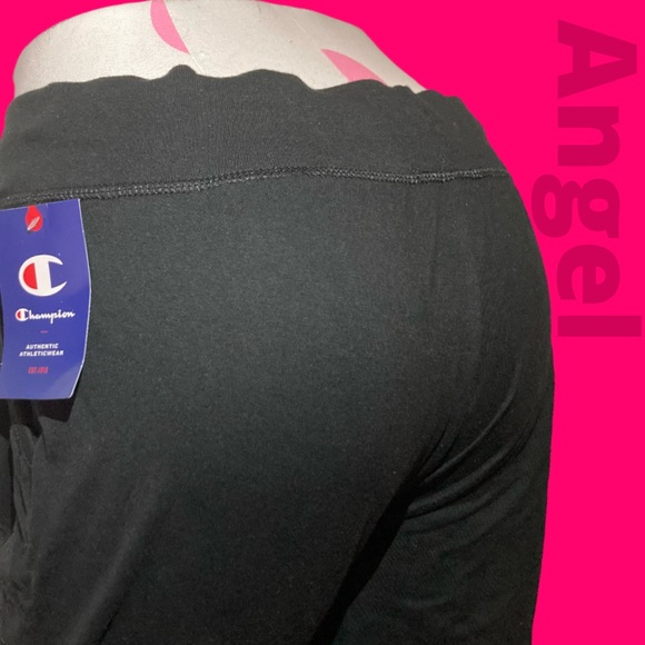 Champion Logo Embroidered Joggers Sweatpants Legging Lounge Sport Athletic Black - Picture 3 of 7